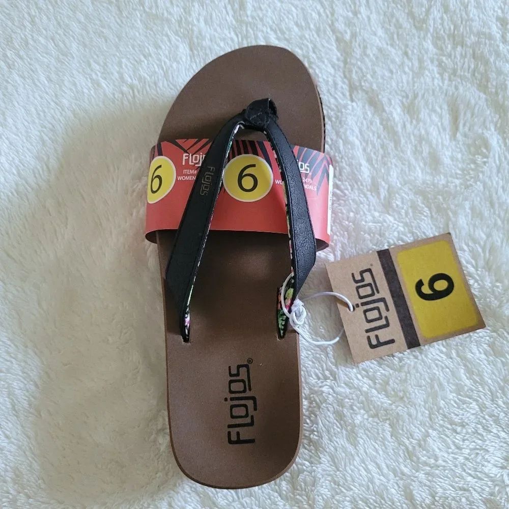 Flojos Women's Flip Flops in Black🖤 Size 6 - NWT